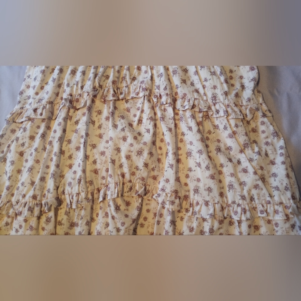 NWT Storia Puff Sleeve Cream & Pink Floral Dress Size Large - Picture 7 of 9